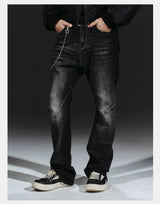 Stretchy Patchwork Crinkled Washed Flare Jeans