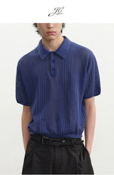 Cutout Ribbed Cotton Polo Shirts
