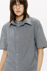 Men's Double-layered Short-sleeved Plaid Linen Shirt