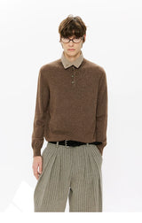 30% Wool Double Collar Polo Tops