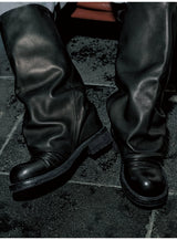 Washed Wrinkled Cowhide Boots