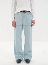 Fitted Straight Leg Patchwork Black-White-Blue Jeans