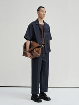 Cropped Contrast Cuban Collar Shirt Jacket