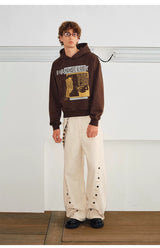 Unisex Boxy Color Block Print Hoodies