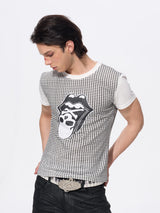 Men's Skull Print Plaid Tees