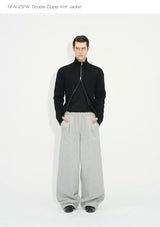 Double Zipper Thick Wool Knitted Jacket