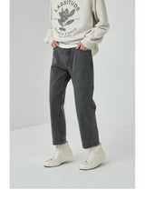 Vintage Washed Straight Ankle Jeans