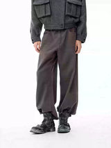 Faded Washed Pleated Straight Jeans
