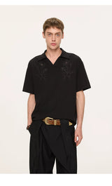 Embroidered Seagull V-neck Polo Shirts