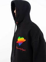Loose Rainbow Heart Couple Hoodies