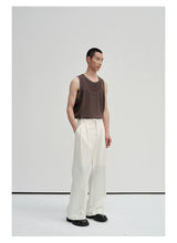 Waist-Adjustable Striped Flared Merino Wool Pants