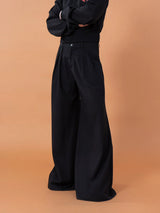 Men's Black Wide Leg Casual Pants