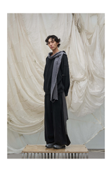Washed Detachable Ripped Hood Grey Sweatshirt