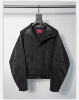 Loose Stand Collar Washed Canvas Coat