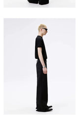 Black Straight Flared Casual Pants