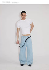 Three-Piece Raw Hem Curved Jeans