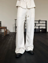 Drawstring Straight Leg Linen Lyocell Pants