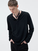 Long Sleeve Linen Tencel Blend Tees