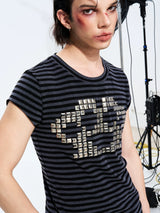 Rivet Striped Flutter Sleeve Tee