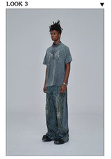 American Wide-Leg Washed Dirtyfit Jeans