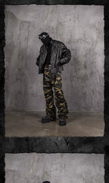 Oversized Distressed Nightfang Leather Biker Jacket