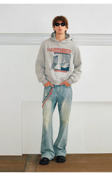 Unisex Boxy Color Block Print Hoodies