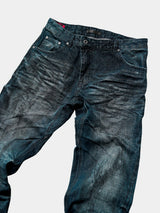 Distressed Washed Blue Straight Leg Jeans