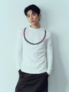 Stretchy Long-sleeve Bow Chain Print Top