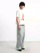 Light Blue Slub Straight Denim Jeans