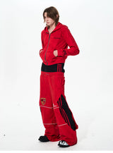 Men's Double-Waistband Striped Embroidered Sweatpants