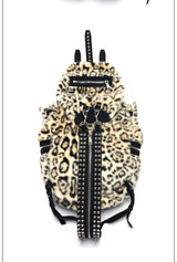Riveted Adjustable Two-tone Leather Bucket Backpack