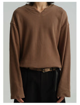 Cropped V-Neck Jacquard Sweatshirt