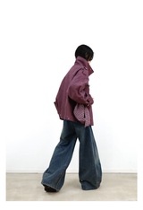 Plaid Hooded Smoke-Dyed Violet M65 Jacket