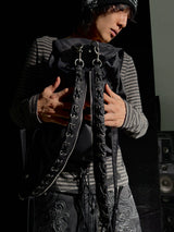 Black Nylon Adjustable Bucket Backpack