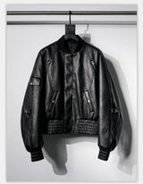 Dark Textured Curve Sleeve Bomber Jacket