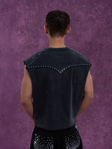Men's Gray Rivet Print Tank Tops