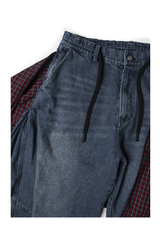 Oversized Washed Striped Removable Flap Jeans