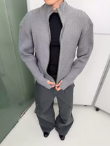 Double Zipper Thick Wool Knitted Jacket