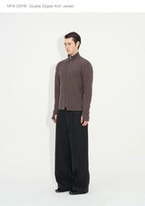 Double Zipper Thick Wool Knitted Jacket