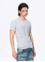 Men’s Rhinestone Skull Striped Tees