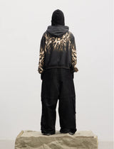 Leopard Embroidered Dual Zip Boxy Hoodie