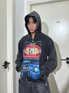 Washed Distressed Slim Fit Cropped Hoodie