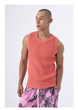 Loose Multi-color Crew Neck Sweater Vest