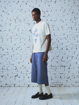 Washed Indigo Cargo Cropped Pants