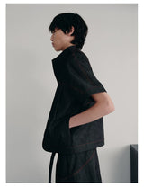 Stand Collar Denim Shirts With Pockets