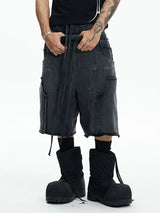 Loose Double Waistband Vintage Cotton Shorts