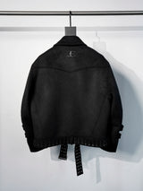 Oversized Curved Sleeve Metallic Tweed Coat