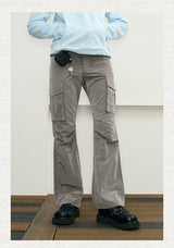 Reflective Liquid Nylon Cargo Parachute Pants