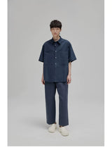 Short Sleeve Square Neck Cotton Shirt