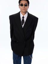 Classic Vintage Oversized Double-breasted Wool Blazer
